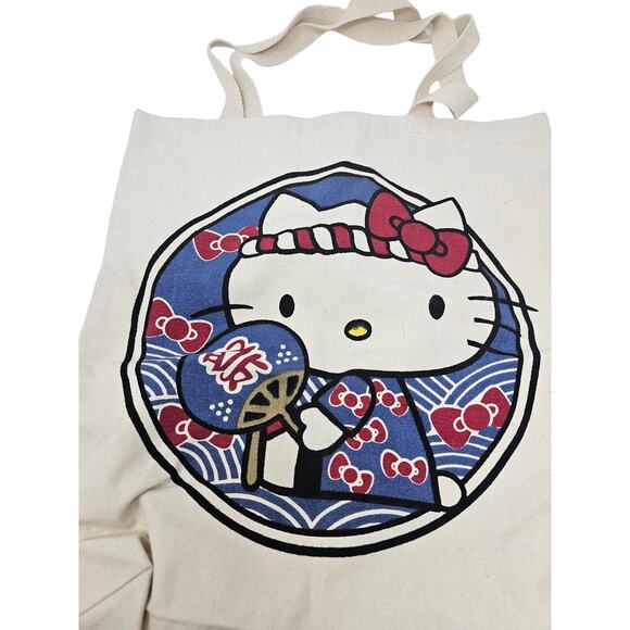 Hello Kitty Japanese Kimono Tote Bag Canvas Kawaii Cotton School Book Commute - Picture 5 of 5